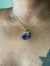 Gold Amethyst Stone Necklace