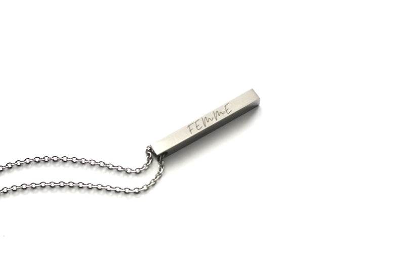 Silver Vertical Bar Femme Necklace