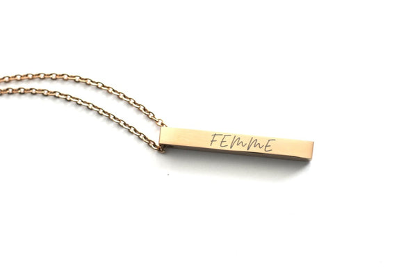 Rose Gold Vertical Bar Femme Necklace