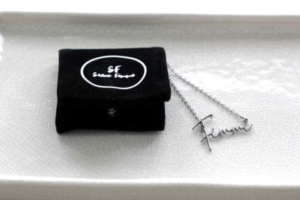 Seaux Femme Silver Script Necklace